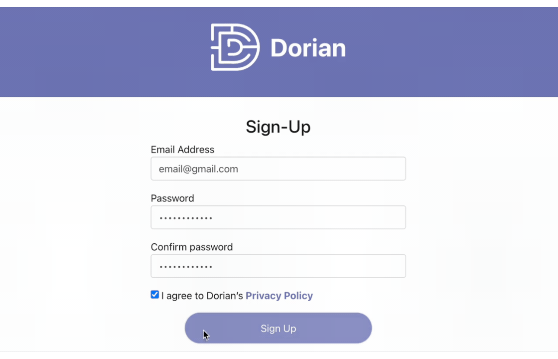 Animated demo: a Dorian template episode preview advancing through dialogue and narration.