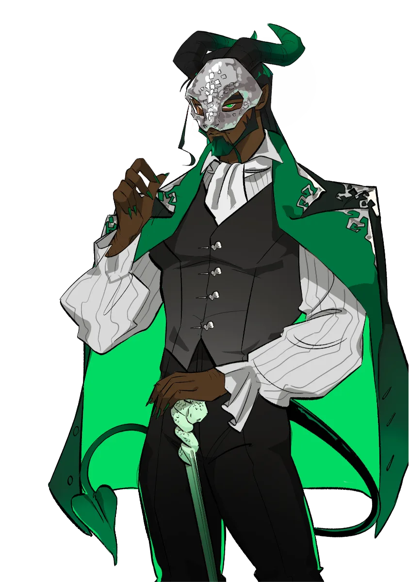Illustration: Mephisto shown in his masquerade skin after the Character Memory variable is changed.