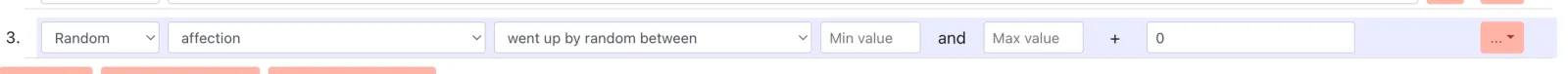 Screenshot: the random-range configuration for setting a value in the game editor.