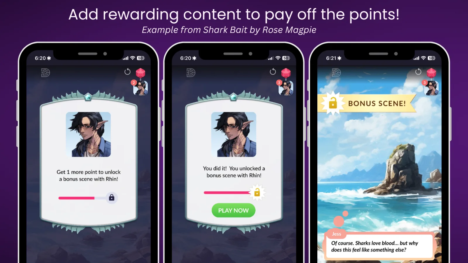 Episode summary layout with relationship scores displayed to the player