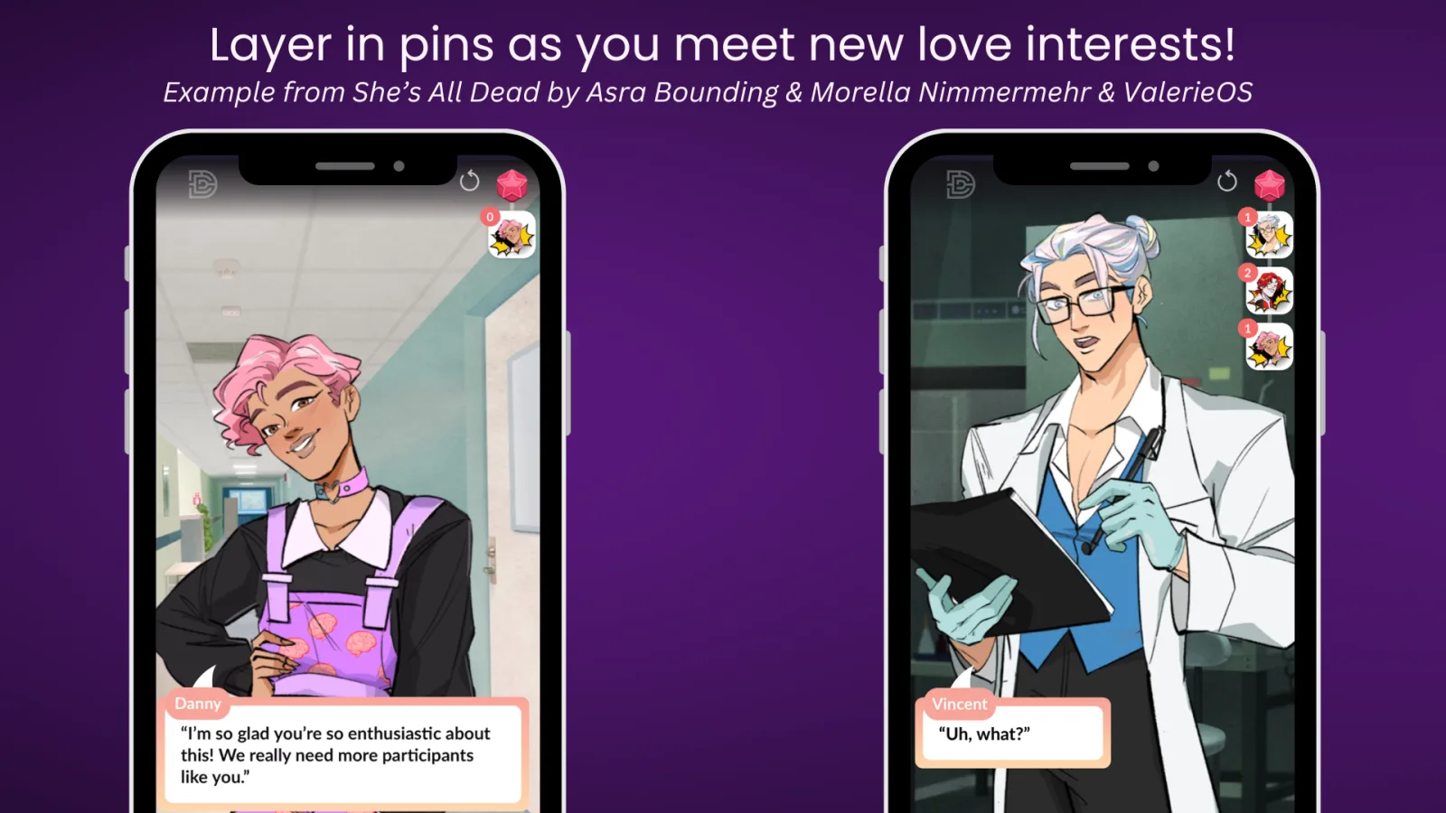 Episode summary screen with pinned relationship values for the player